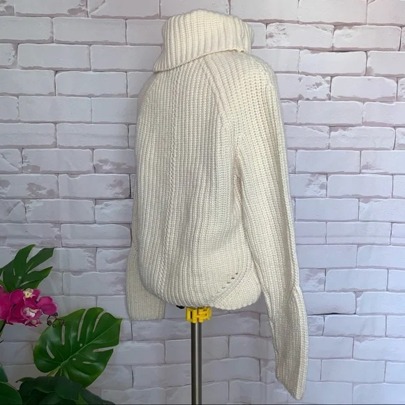 RAG & BONE CeCe Funnel Neck 100% Wool Pullover Ivory Beige Cream M $549 - Picture 10 of 13